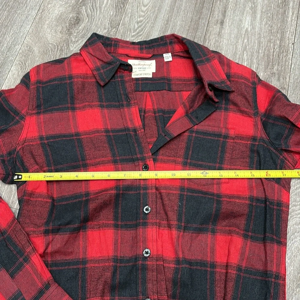 Red and Black Plaid Button-Up Flannel Shirt - Picture 3 of 5